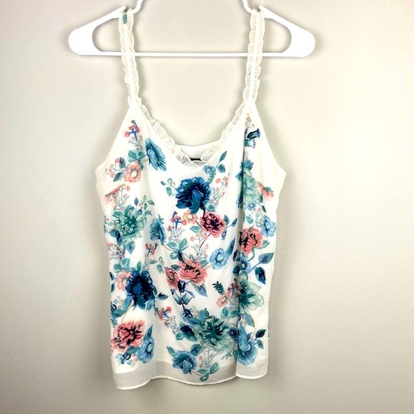 White House Black Market Tops - White House Black Marker Tank Top Professional Blouse w/ Flower Details